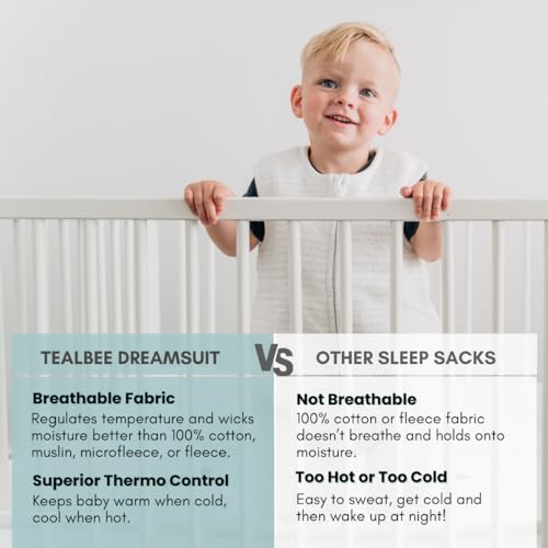 Image of Tealbee Dreamsuit Toddler Sleep Sack with Feet - Walker Sleep Bag with Legs, Rayon made from Bamboo, Winter 1.5 TOG, 2-Way Zipper, 2T-3T - Brushed Black