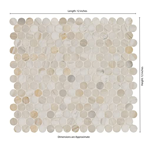 Msi Athena Gold 12 In. X 12 In. Pennyround Honed Marble Mesh Mounted Mosaic Tile For Bathroom, Kitchen Backsplash, Accent Wall Tile, And Shower Wall Tile, Sample #TOP5