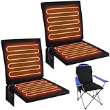 Thyle 2 Pcs Portable Heated Seat Cushion for Bleachers Foldable Heating Cushion 3 Mode Adjustable Heated Stadium Chair Bleacher Seat for Bleachers Indoor, Power Bank Not Included (Black)