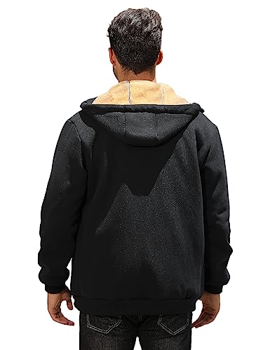 Men's Fleece Hoodie Winter Zip Up Sweatshirt Sherpa Lined Jacket Heavyweight Hoodies Pullover Warm Coat Hooded3