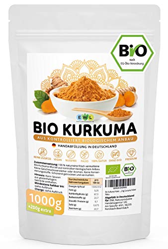 EWL Naturprodukte Bio Kurkuma Pulver 1200g extra XXL Bio-Vorteilspack Kurkuma Pulver Bio Kurkumapulver aus kontrolliert… - Image 6