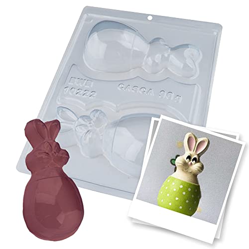 BWB 10222 Molde Conejo dentro del huevo Especial 3 partes Forma con silicona para chocolate caliente de 2 Cavidades 96-150g Plástico PET Tridimensional Accesorios utensilios reposteria Cover