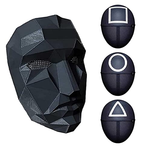 Vowel Halloween Mask, S-quid Mask Kids Square Triangle Circle 2021, Cosplay Halloween Props Face Cover Masquerade Accessories for Adult (4 Pack)