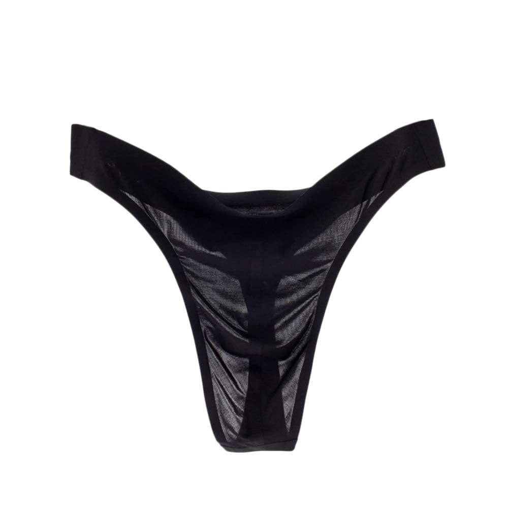 String sexy pour homme - Sous-vêtement sexy pour homme - Taille basse - En soie glacée - Lisse - Sans coutures - Transparent