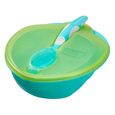 Vital Baby Nourish Scoop Feeding Set with Weaning Spoon - Baby Led Weaning and Feeding Bowl - Soft & Flexible Spoon Tips - Baby Weaning Essentials - Leak-Proof - BPA, Phthalates & Latex Free Cover