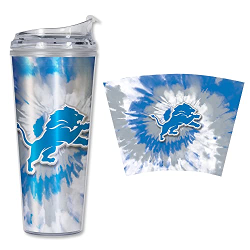Image of Rico Industries NFL Football Glitter 24oz Acrylic Glitter Tumbler with Hinged Lid, Officially Licensed Double Wall Tumbler with Straw