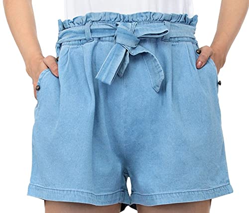 tara lifestyle Solid Women Blue Denim High Waist Shorts-Hot Pant-picture-31