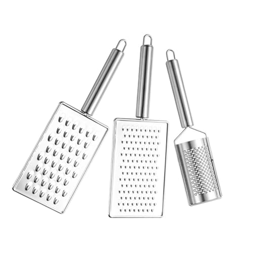 Beaupretty 3個点ステンレス鋼チーズグレーター 多機能野菜カッター レモンおろし器 細 粗刃付き キッチン用玉ねぎおろし器 生姜 人参 ジャガイ