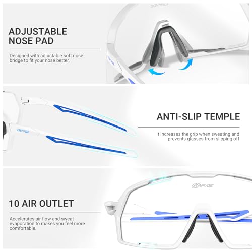 KAPVOE Photochromic Cycling Glasses Sports Sunglasses for Men Women UV400 Protection Bicycle MTB Mountain Bike Sunglasses — view 3