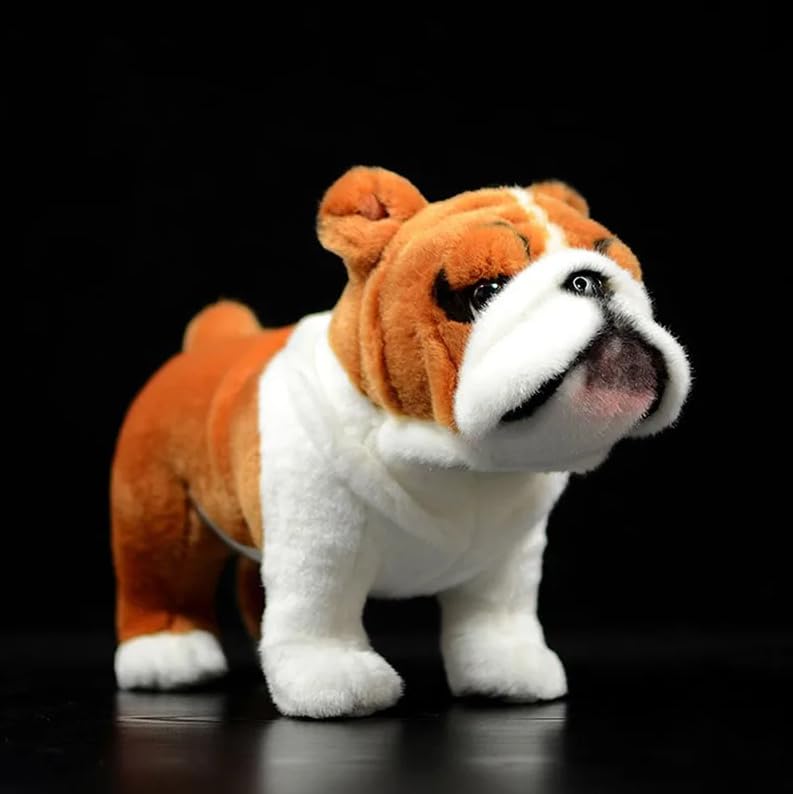 Simulazione British Bulldog Peluche Giocattolo Realistico In Piedi Cani In Piedi Giocattoli Animali Di Peluche Per I Bambini Regali Di Compleanno 26 cm Giallo