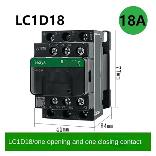 Contactor de corriente alterna tripolares LC1D18 para voltaje de 380V 3