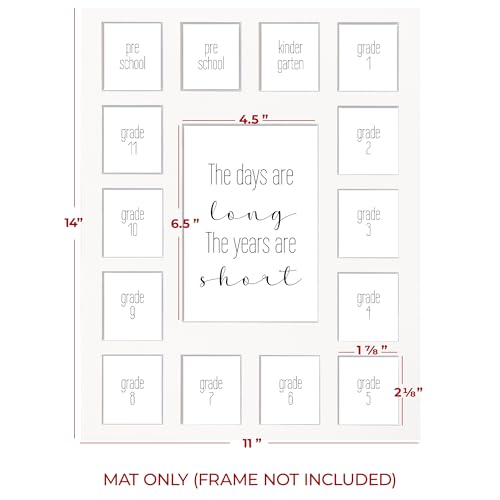 Image of 11X14 Bulk 3 School Days Picture Mat with Multiple Openings-Years Photo Collage - Days are Long Picture Mat - No Frame - 2 Pre-School & Kindergarten to 12th Grade (15 Photos, 2PreK-12th, Black)