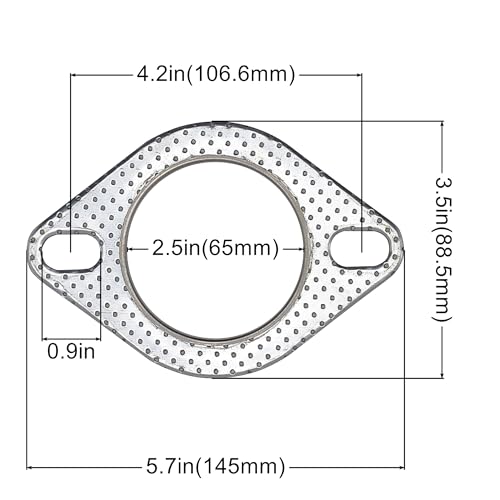 Image of 2.5 Inch 65mm Exhaust Gasket 2 Bolt for Muffler Flange Manifold High Temperature Graphite w /Fire Ring 2 Pcs
