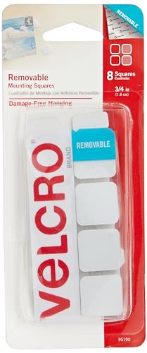 VELCRO Brand 'VELCRO Brand - Removable Mounting Squares, Damage-Free Decorating, 3/4'', Pack of 8' (95190)
