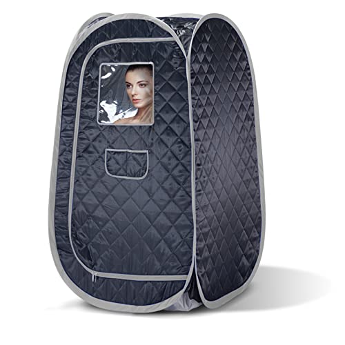 Smartmak Portable Steam Sauna Tent, Full Body Personal Home Spa, Lightweight Foldable Steam Room for Detox Therapy, Steamer NOT Included (L 31.5â€ * W 31.5â€ * H 55.2â€ BlackGrey)