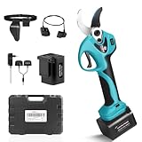 Soojook Tijeras de Podar Electricas 40mm con Cable de Extensión, Tijeras de Podar Bateria con 2PCS 21V 4000mAH Batería Para la Jardinería Viñedos