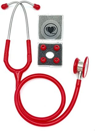 WYLTEC Stethoscopes - Premium Dual Head Medical Stethoscope -for Doctors, Nurses, Pediatricians, Medical Student, Soft eartips, Latex Free, Black Tube, Quality Diaphragm, Soft eartips (Red)