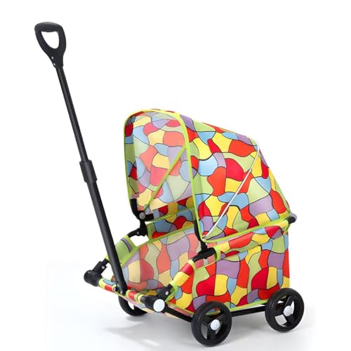COYEUX Cochecito para Perros Pequeños, Cochecito Plegable Y con Ruedas para Perros Y Gatos, Carrito para Perros con Ruedas Y Cortina para Exteriores, Multicolor