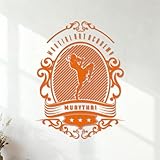 Vinyl-Kunstaufkleber Kampfkunstakademie Muay Thai 34x44.2cm Ladendekoration Orange