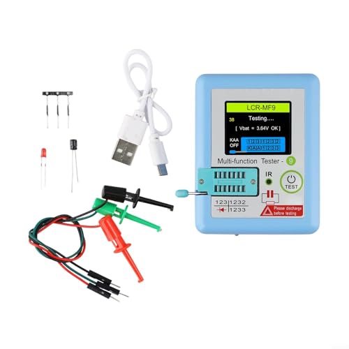 ZAMETTER Probador de transistores MF9, probador automático de transistores, medidor de componentes, prueba de pantalla TFT a color de 1.8 pulgadas, transistores NPN/PNP, probadores de transistores