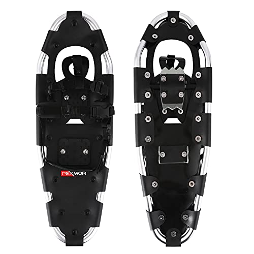 Pexmor 25" Lightweight Snowshoes For Men Women Youth Kids, Aluminum Alloy Terrain Snow Shoes With Adjustable Nylon Bindings & Carrying Tote Bag For Snowshoeing Hiking Climbing, 25'' (110-220Lbs) #TOP7