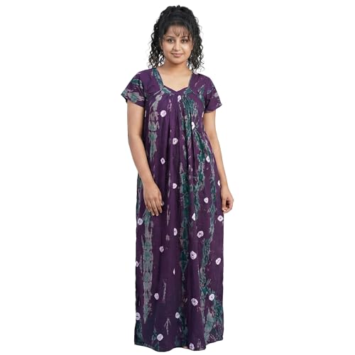 Image of Women's Cotton Printed Maxi Nighty
