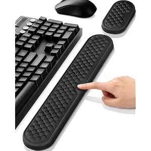 Wrist Rest Set for Keyboard and Mouse, Ergonomic Wrist Support with Soft Memory Foam, Silky Lycra Cover, Non-Slip Base, Helps Reduce Wrist Pressure and Fatigue During Long Typing and Gaming Sessions