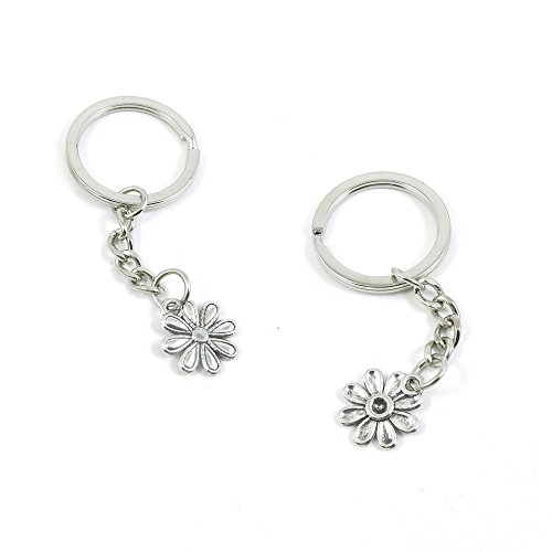50 Pieces Keychain Keyring Door Car Key Chain Ring Tag Charms Supply I5NV8N Daisy Flower
