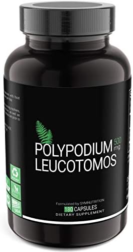 SYMNUTRITION Polypodium Leucotomos 500mg 180 Count (V-Capsules) / 90 Servings: Manufactured in a cGMP-Registered Facility in USA; Vegan, Gluten Free