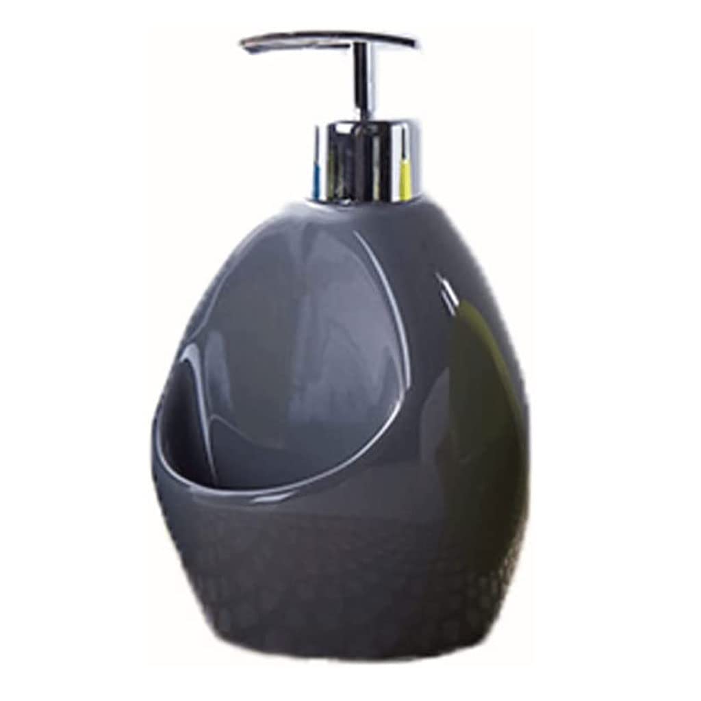 Olotu Grey1 Large Capacity 600Ml/20.3Oz Soap Dispenser With Sponge Holder Ceramic Lotion Bottle With Pump 2 In 1 Soap Pump Refillable Liquid Dispensers Lotion Dispensers
