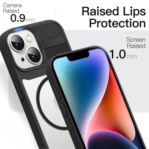 Image of KARWAN️ Magnetic Clear Back Case Cover for iPhone 14 Plus / 15 Plus (6.7-Inch-) |Acrylic Transparent Slim | Shockproof iPhone 14 Plus / 15 Plus Mobile Phone Back Cover [Clear Back] [TPU + Pc] [Black]