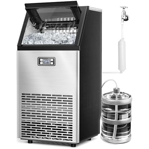 Joy Pebble V2.0 Commercial Ice Machine,100 lbs /24H, Self Cleaning Ice Maker,Under Counter Ice Machines with 24 Hour Timer,Ice Thickness Control,Stainless Steel Ice Makers for School,Home,Bar,RV Cover