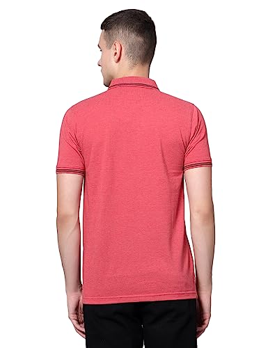 Image of Cantabil T-Shirt for Men l Breathable & Soft with Color Fastness Regular Fit Polo Neck Cotton Blend Fabric Solid Pattern