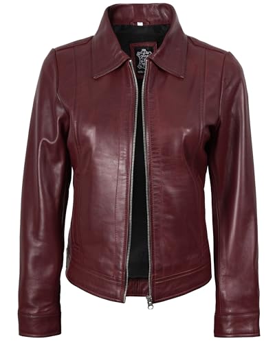 Decrum Womens Leather Jacket - Real Lambskin Trucker Leather Jackets for Women2