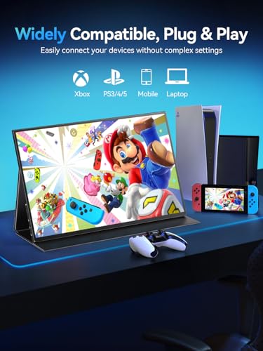 Image of UPERFECT 16 inch Portable Gaming Monitor | 120HZ, HDR | 400Nits |1080P IPS | Ultra-Slim & Lightweight | Aluminum Alloy | Smart Cover & VESA | Travel External Second Screen for Laptop, PC, Game Console