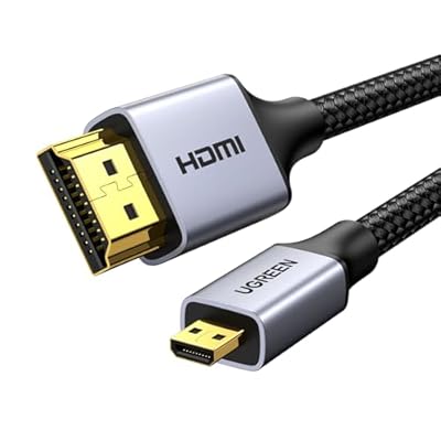 UGREEN 4K Micro HDMI to HDMI Cable 6.6FT, Aluminum Shell Braided 18Gbps 4K 60Hz HDR 3D ARC Compatible with GoPro Hero 7 6 5 Raspberry Pi 5 Portable Monitor Camera Nikon Yoga 3 Pro