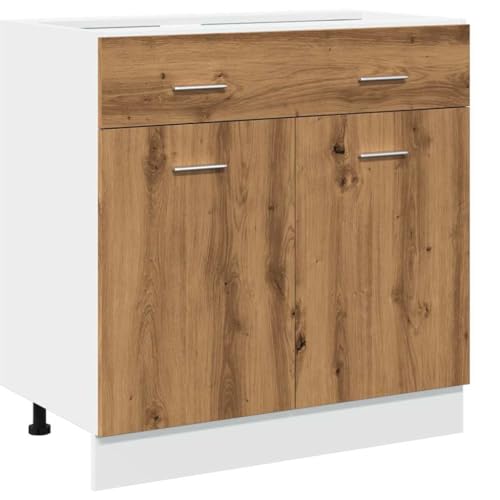 vidaXL Schubunterschrank Lyon Artisan-Eiche 80x46x81,5 cm Holzwerkstoff, Küchenschrank, Gastronomieschrank, Gastro Möbel, Küchenmöbel, Aufbewahrungsschrank