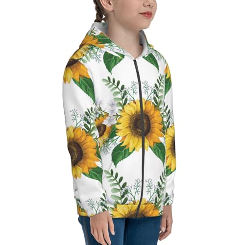 Sunflowers Kids Pullover Hoodies Boys Zip Up Sweatshirts Girls Athletic Clothes with Pocket4