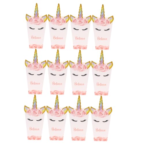 ABOOFAN 12Pcs Unicorn Printed Popcorn Boxes Funny Storage Holders for Parties and Movie Lightweight Popcorn Organizers for Snacks and Celebrations