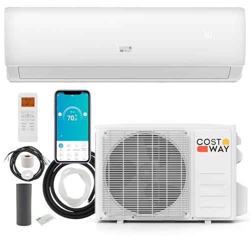 COSTWAY 11500 BTU Mini Split Air Conditioner, 115V 17 SEER2 Wifi Enabled Inverter Air Conditioner &...