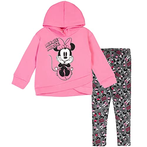 Image of Disney Minnie Mouse Fleece Pullover Crossover Hoodie and Leggings Outfit Set Infant to Big Kid Sizes (12 Months - 14-16)