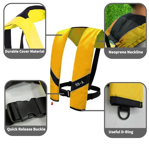 Image of Automatic Inflatable Life Jacket|Life Vest for Adults|PFD Low Profile|Supports up to 330 lbs