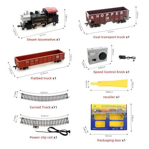 Image of HO Scale 1:87 Electric Train Sets, Black Locomotive Trainset with Remote Control Track Power Pack and Speed Controller Ages 14+