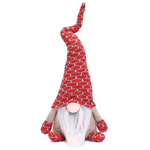 LARLIFE 20 Inches Handmade Christmas Gnome Decoration Santa Swedish Figurines (Red)