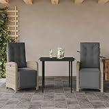 Juroupi 3-TLG. Bistro-Set mit Kissen BalkonmöBel Outdoor Sitzgruppe Bistro Set Outdoor Balkonset Hellgrau Poly Rattan