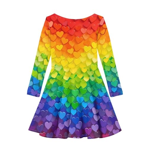 Girls Plus Size Dress Crewneck Ruffle Long Sleeve Flowy Midi Dresses A-line Pleated Dress XS-3XL3