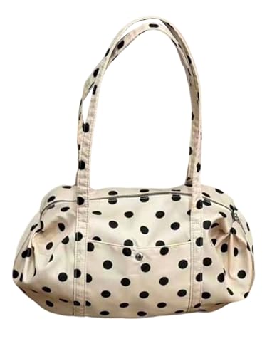 OYOANGLE Womens Polka Dots Shoulder Bags Double Handle Large Capacity Underarm Bag Y2K Handbags White One Size