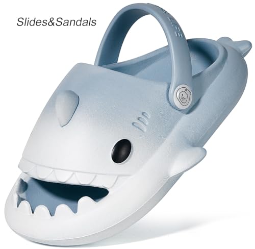 Image of KVbabby Kids Shark Slides Boys Girls Cloud Sandals | Cloud Sandals,Open Toe,Beach Pool Water Shoes,Slip-on,Lightweight,Non-Slip,Soft,Flexible,EVA Slippers