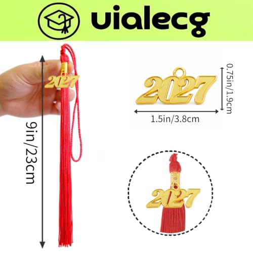 Image of Graduation Tassel 2027 for Grad Cap,Red Tassel with Gold Charm