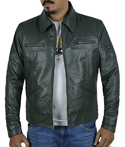 Laverapelle Men's Genuine Lambskin Leather Jacket (Green, Medium, Polyester Lining) - 1501200